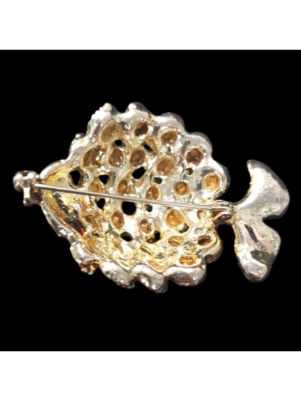 Puffer Fish Rhinestone Brooch Pin Silver Tone Multicolor Crystal Statement Beach - Picture 5 of 8
